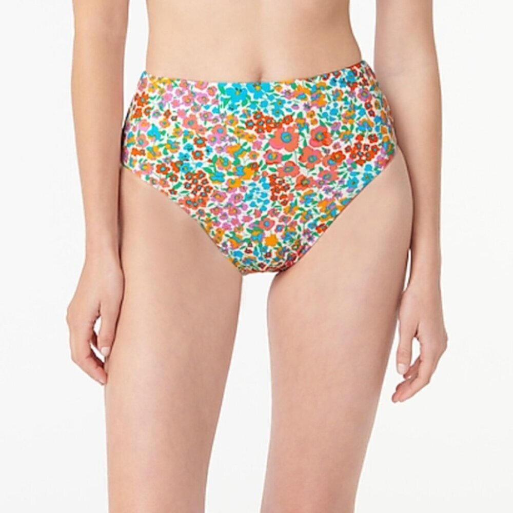 J. Crew Rainbow Blooms Floral High-Cut Waist Bikini Bottoms